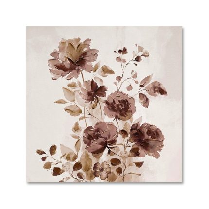 Luxury Brown & Beige Floral Art Decor: Hotel, Guesthouse & Showroom Background Wall Art, Custom Soft Furnishing